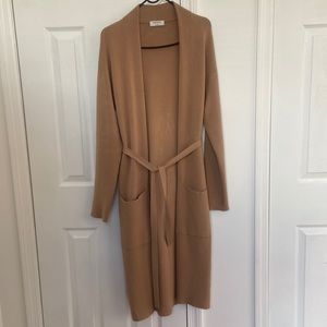 Babaton Ty long cardigan sweater camel tan tie waist wrap